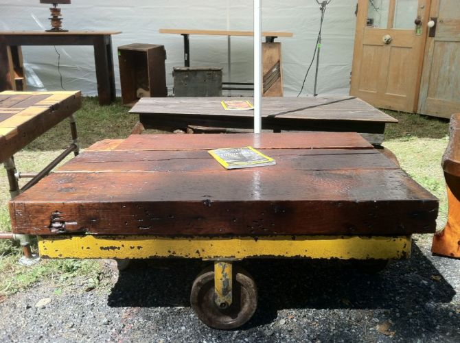 Trinity Beams and industrial steel dolly. 41" x 36" x 16"h